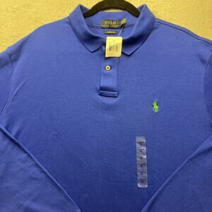 Polo Ralph Lauren Custom Fit Blue Long Sleeve Polo Shirt XXL NWT